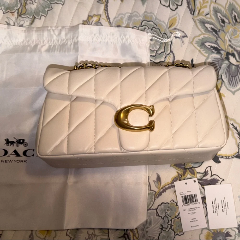 Coach Quilted Tabby 26 in Chalk with Brass hardware - Picture 4 of 14